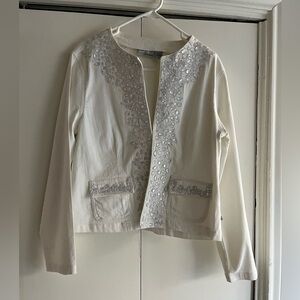 Chicos size 2 White Jacket with white Rhinestones